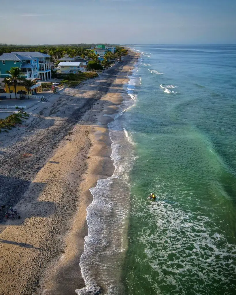 Aerial view of the Captiva Island coastline and Gulf beaches